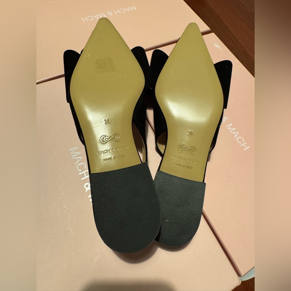 Mach & Mach 15mm Le Cadeau Suede Slingback Flats Black various sizes available - Picture 15 of 16